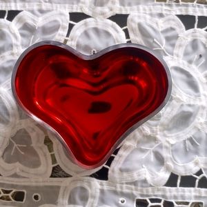 Vintage Valentine heart glass bowl.